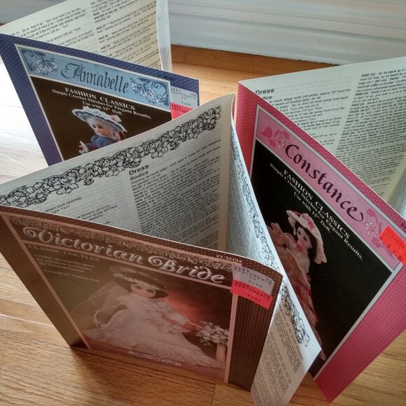 Vintage 15" Doll Dress Crochet Patterns Lot of 3 Wedding Historical Grandmacore - Picture 5 of 9